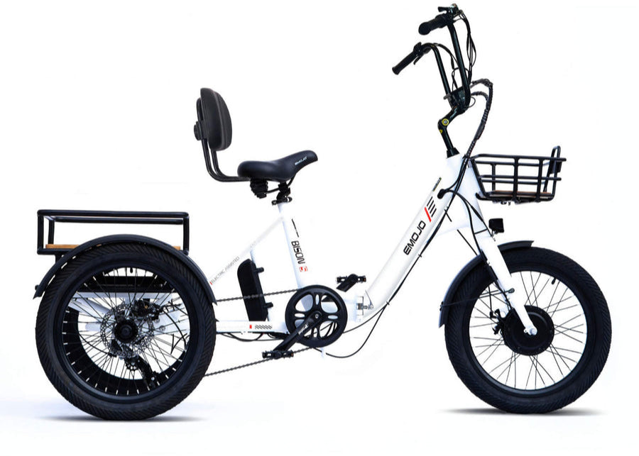 Emojo Bison S Electric Trike – Step-Thru eBike for Adults - White