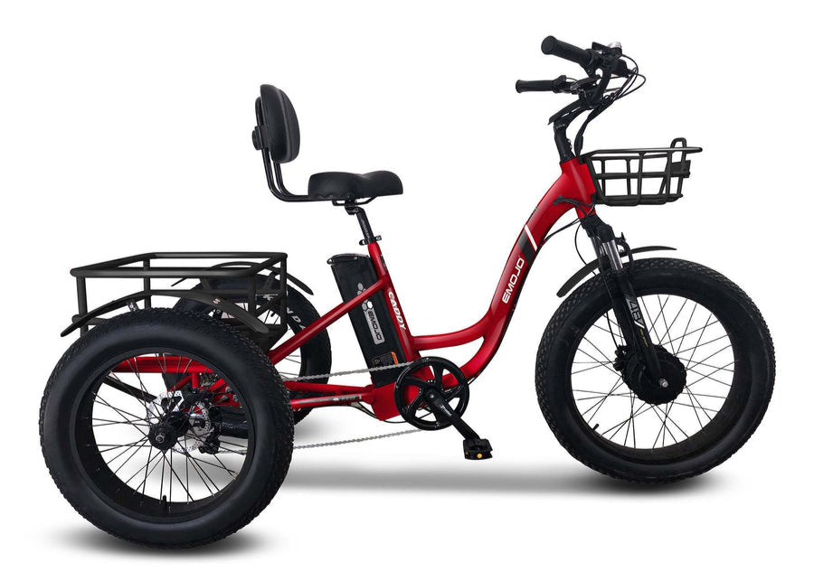 Emojo Caddy Pro Electric Trike – Step-Thru eBike for Adults - Red