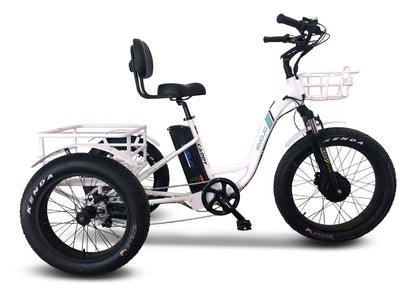 Emojo Caddy Pro Electric Trike – Step-Thru eBike for Adults - White