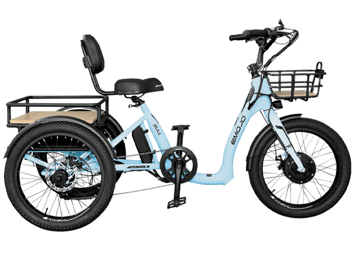 Emojo Bull Electric Trike – Step-Thru eBike for Adults - Baby Blue